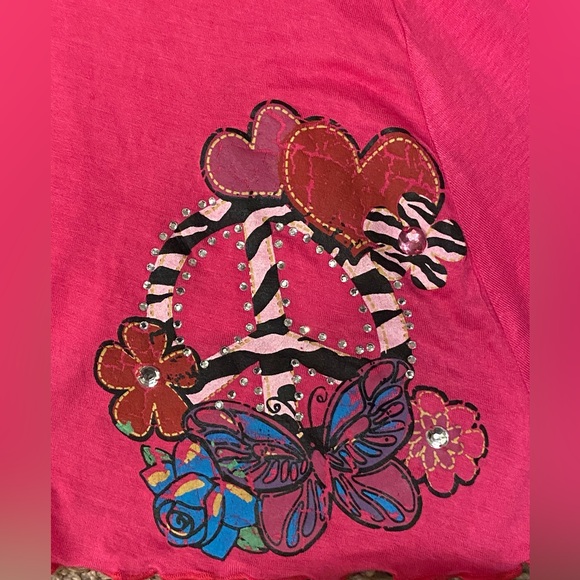 NEW‎ sz 5 Little Girls Lipstik Hot Pink Tunic Top w/Peace Applique - Picture 2 of 2
